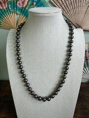 Brown Glass Pearl Strand Necklace - Classic Women’s Jewelry
